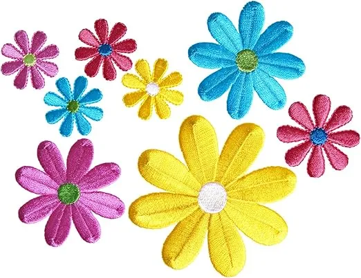 Simplicity Multicolor Daisy Flowers Applique Clothing Iron On Patches, 8pc, Sizes Vary