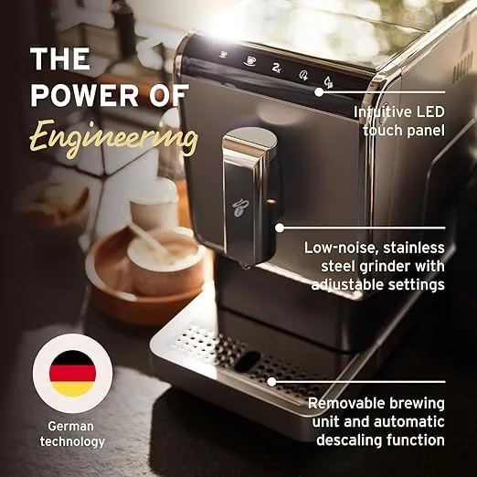 Tchibo Automatic Espresso & Coffee Machine with Built-in Grinder, No Coffee Pods Needed, Red