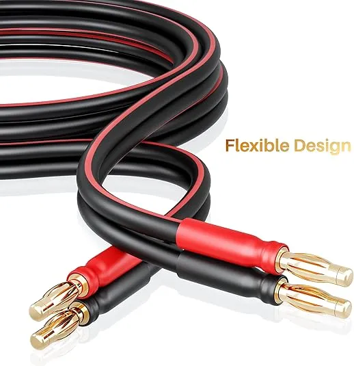 GearIT 14 AWG Speaker Cable with Banana Plugs 14Ga Banana Wire for Bi-Wire Bi-Amp HiFi Surround Sound