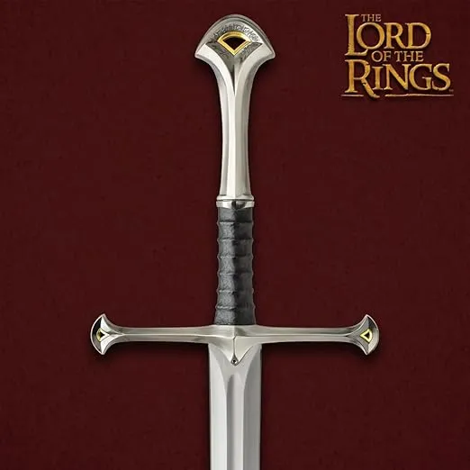 United Cutlery King Elendil's Narsil Sword | Licensed Lord of the Rings Movie Replica | 24K Gold Plated Fittings | Certificate of Authenticity