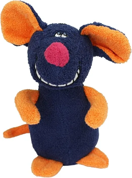 Multipet Deedle Dude 8-Inch Singing Mouse Plush Dog Toy, Blue