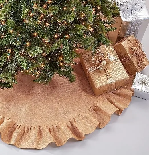 Saro Lifestyle Jute Christmas Tree Skirt, Natural, 53"