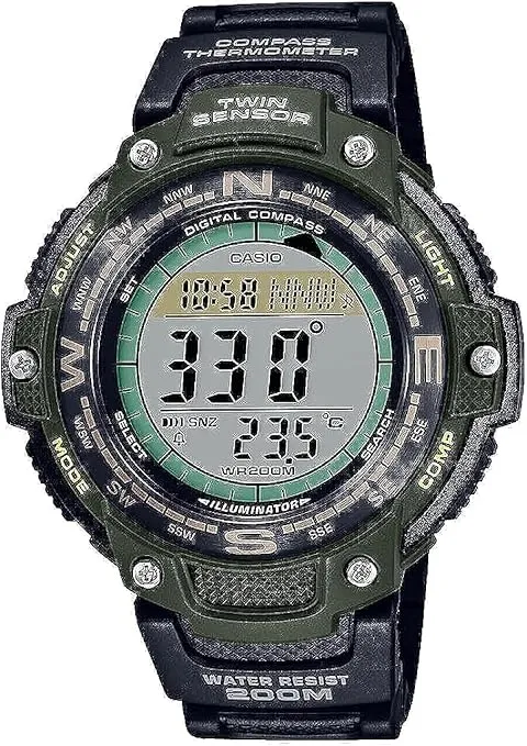 Casio SGW100 Series | Digital Watch & Compass | 200M WR | 100 SEC Stopwatch | Twin Sensor for Direction & Temperature | Low Temp Resistant | World Time | Auto Calendar | Multi Alarm