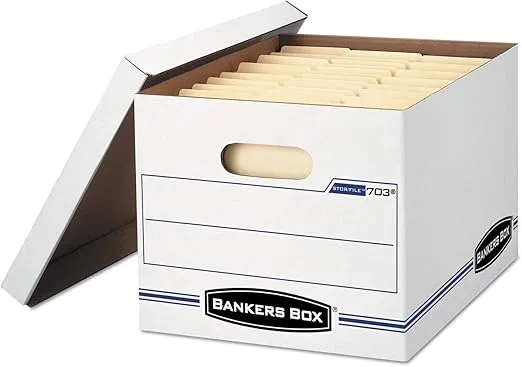 Bankers Box Products - Bankers Box - Stor/File Storage Box, Letter/Legal, Lift-Off Lid, White, 6/Pack - Sold As 1 Pack - Light-duty stacking strength for storage with or without shelving. - Double-bot