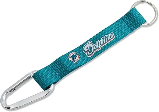 aminco NFL Miami Dolphins Carabiner Lanyard Keychain, team color, 5