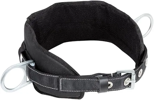 Peakworks Fall Protection Safety Harness Positioning Belt with Padded Lumbar Support, 2 D-Rings, Black, Large, V8056023