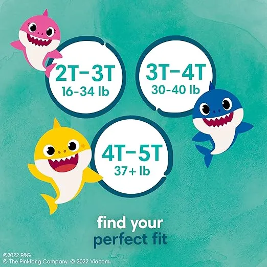 Pampers Pure Protection Training Pants Baby Shark - Size 3T-4T, 58 Count, Premium Hypoallergenic Training Underwear