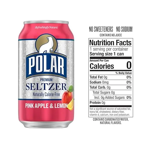 Polar Seltzer Water, Pink Apple & Lemon, 12 fl oz cans, 12 pack