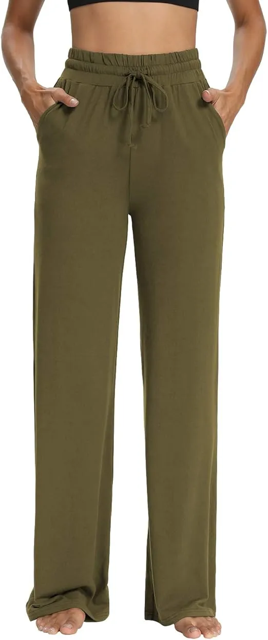 Sarin Mathews Womens Yoga Sweatpants Wide Leg High Waisted Lounge Pajamas Pants Comfy Workout Loose Pants with Pockets
