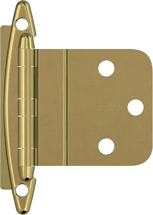 Amerock | Cabinet Hinge | 3/8 inch (10 mm) Inset Hinge | Polished Brass | 2 Pack | Non Self-Closing Hinge | Face Mount Hinge | Cabinet Door Hinge