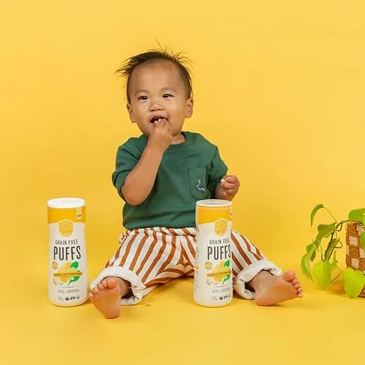 Serenity Kids 6+ Months Grain Free Puffs Toddler & Baby Snack | No Added Sugar, Gluten & Rice Free, Allergen Free | Made with Organic Cassava, Veggies, & Herbs | White Cheddar & Cauliflower | 1 Count