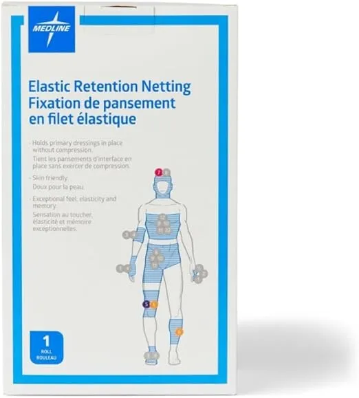 Medline Stretch Tubular Elastic Dressing Retention Net, Size 5, (12" x 25 yds), Ideal for Wound Care, Single Pack