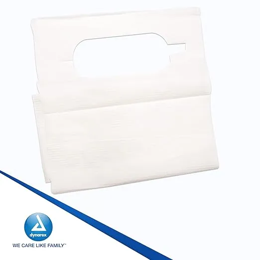 Dynarex 4406 Slipover Disposable Bib for Adult, 1-Ply Tissue, Waterproof Poly Backing, No DEHP or Rubber Latex, 16" x 33", Pack of 300