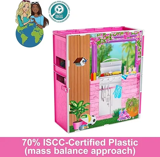 Barbie Doll House Playset, Getaway House with 11 Accessories Including 2 Chairs, 4 Play Areas & 360-degree Play