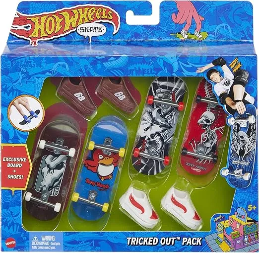 Hot Wheels Skate 2022 - Tricked Out 4 Pack - Exclusive Board and Shoes, Multicolor