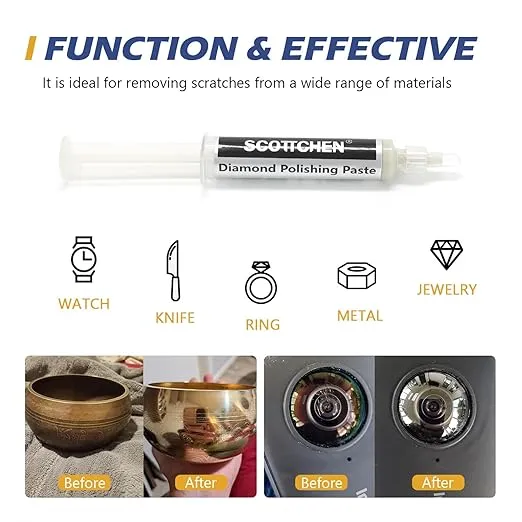 SCOTTCHEN Diamond Polishing Paste,5,000 Grit 2-3 Microns Lapping Compound with 50% Concentration of Diamond Powders for Jewelry, Metal, Ring, Glass, Coin,etc.-5 Gram