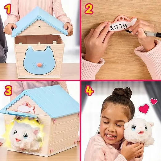 Little Live Pets My Kitty's Home | Interactive Plush Toy Kitten & House, Surprise Reveal with 25+ Sounds & Reactions. Build Kitty's Home - Easy Build DIY Home, Batteries Included. for Kids Ages 5+