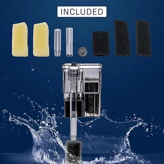 Mighty Aquarium Hang On Back Filter - Aquarium HOB Filter - Adjustable Fish Tank Filter - Aquarium Filters - Nano Aquarium Filter - Fish Aquarium Filter - Hang On Back Aquarium Filter (1-3 Gallons)