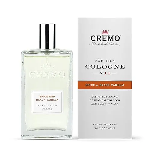 Cremo Cologne for Men - Spice & Black Vanilla Mens Cologne Spray - An Explosion of Vibrant Spices, Dark Woods and Black Vanilla, Fragrances For Men, 3.4 Fl Oz
