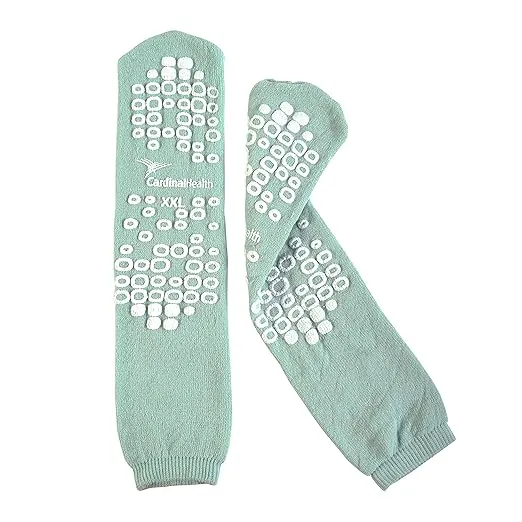 Cardinal Health 68125-GRN Terry in Double Tread Patient Safety Slippers, Green, 2X-Large, Case of 48 Pairs
