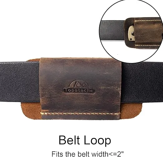 Topstache Leather Knife Sheath, Handmade Knife Holster, Horizontal Carry Leather Sheath for Belt, EDC Pocket Organizer for Men,Size S,Darkbrown
