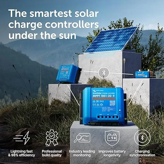 Victron Energy SmartSolar MPPT Solar Charge Controller (Bluetooth) - Charge Controllers for Solar Panels - 100V, 20 amp, 48-Volt