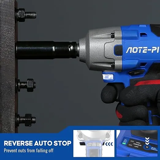 20V 4425 In-lbs Brushless Impact Wrench Kit, 1/2 Inch Cordless Electric Impact Gun, High Torque 3,400 IPM Impact Driver with 6 Pcs Drive Impact Sockets, Battery, Fast Charger, and Tool Bag
