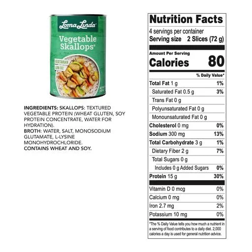 Loma Linda - Plant-Based Meats (Vegetable Skallops® (15 oz.), 6 Pack)