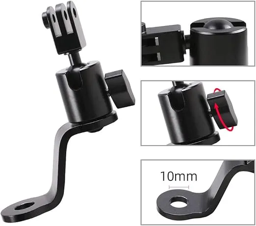 Aluminum Mount Holder for GoPro Hero 12 Black, 11/10/9/8 & DJI Osmo Action Cameras - Portable Electronic Device Mount - Motorcycle Rearview Mirror Compatible