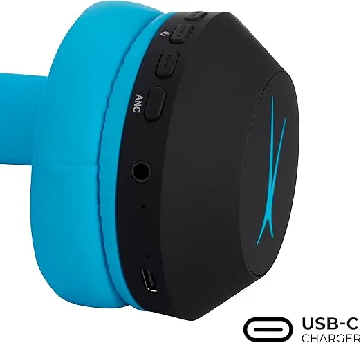 Altec Lansing Kid Safe Noise Cancelling Wireless Headphones 15H Battery, 85dB Volume Limit, Foldable Design Powerful Sound, Active Noise Cancellation Perfect for Kids Ages 7+