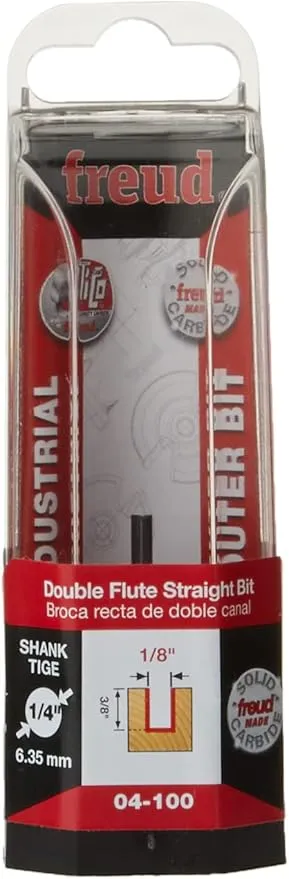 Freud 04-100: 1/8" (Dia.) Double Flute Straight Bit Red