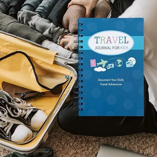 Kahootie Co Travel Journal for Kids- Fun and Easy Way to Document Several Childhood Vacations in One Journal (Royal Blue)