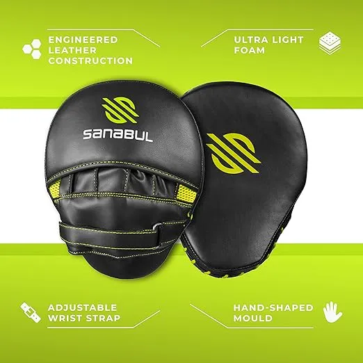 Sanabul Essential Curved Punching Mitts for Boxing Strike Pads & MMA Boxing Mitts Punch Focus Mitts Boxing Coaching Gear