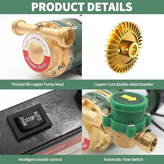 120W Water Pressure Booster Pump 115VAC,396 GPH,21.7 PSI Household Automatic Home Booster Pump with Water Flow Switch for Home Kitchen Bathroom Irrigation(H15GR-15)