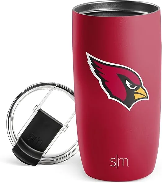 Simple Modern Officially Licensed NFL Arizona Cardinals 16oz Travel Coffee Tumbler with Flip Lid | Stainless Steel Cup | Football Gifts for Men, Women | Voyager Collection | Arizona Cardinals