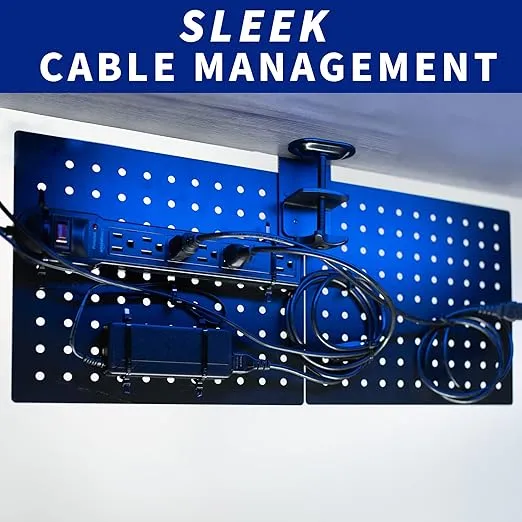 VIVO Steel Clamp-on Pegboard, 24 x 20 inch Magnetic Peg Board, Office Accessory Organizer, Above or Below Desk Placement, Black, PP-DK24B