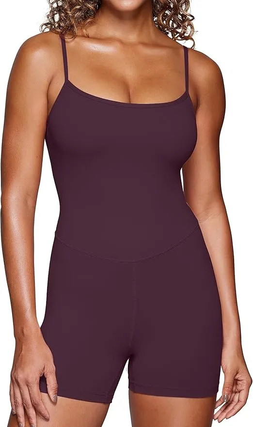 CRZ YOGA Butterluxe Athletic Rompers for Women Adjustable Strap Padded Workout Shorts Jumpsuits One Piece Bodysuit Tank Tops