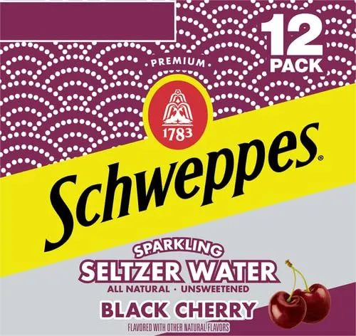 Schweppes Black Cherry Seltzer, 12 fl oz cans, 12 pack