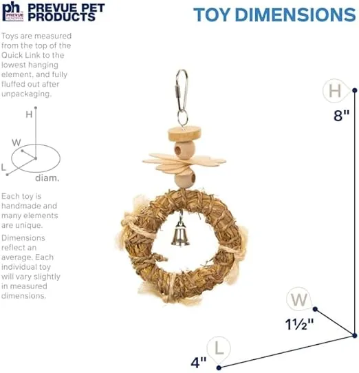 Pervue Pet Products Naturals Sound & Movement Crown Bird Toy,4" L x 1 1/2" W x 8" H