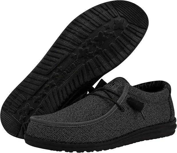 Hey Dude Men's Wally Stretch | Men's Loafers | Men's Slip On Shoes | Comfortable & Light-Weight