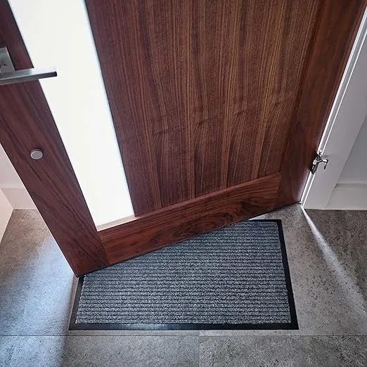 Sierra Concepts Front Door Mat Welcome Floor Mats - Entryway Indoor Outdoor Entrance Doormat, Patio, Porch, Muddy Shoe, Inside Outside Low Profile, Large 36x24 inches, 2-Pack Gray