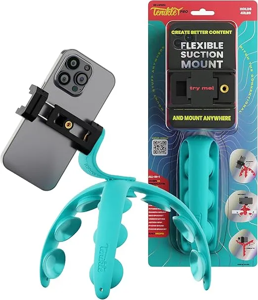 Tenikle® PRO - Flexible Tentacle Tripod for Mobile Phone and Action Camera GoPro, Insta360, DJI Osmo, As Seen on Shark Tank, Bendable Suction Cup Camera Mount & Holder, iPhone & Android Compatible