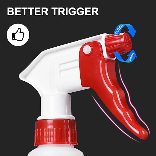 Plastic Spray Bottle (4 Pack, 16 Oz, All-Purpose) Heavy Duty Spraying Bottles Leak Proof Mist Empty Water Bottle for Cleaning Solution Planting Pet with Adjustable Nozzle and Measurements