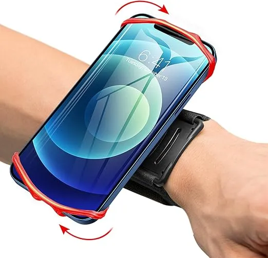 VUP Wristband Phone Holder, 360° Rotatable Forearm Armband for iPhone 15/14/13/Pro Max/Pro/Mini/12/11/SE 2020/Xs/XR/X/8/7/Plus, Fits All 4-6.7 Inch Smartphones (Red-Small)