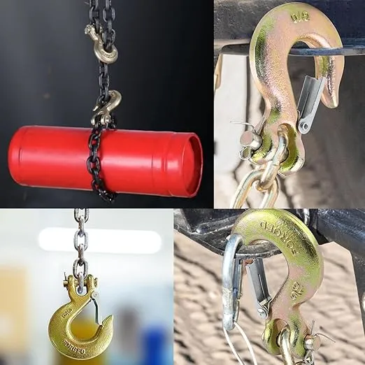 G70 3/8'' Safety Chain Hooks Clevis Hook Heavy Duty Trailer Safety Chain Hooks,Grade 70 Forged Steel,Tow Hook - for Trailer Truck Transport Rigging Tow - 7,054 lbs, 2-Pack