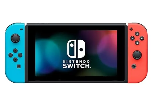 Nintendo Switch with Neon Blue and Neon Red Joy-Con + New Super Mario Bros. U Deluxe (Full Game Download) - Switch Console