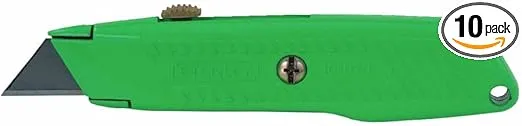 Stanley Tools 10-179 10 Pack 5-7/8in. High Visibility Rectractable Utility Knife, Green