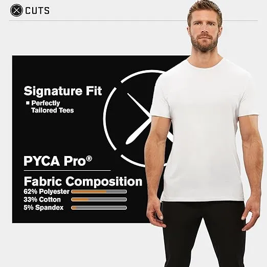 Cuts Clothing Men's Premium AO Crew Neck Casual Short Sleeve T-Shirt | Classic Split-Hem | PYCA Pro Soft Fabric