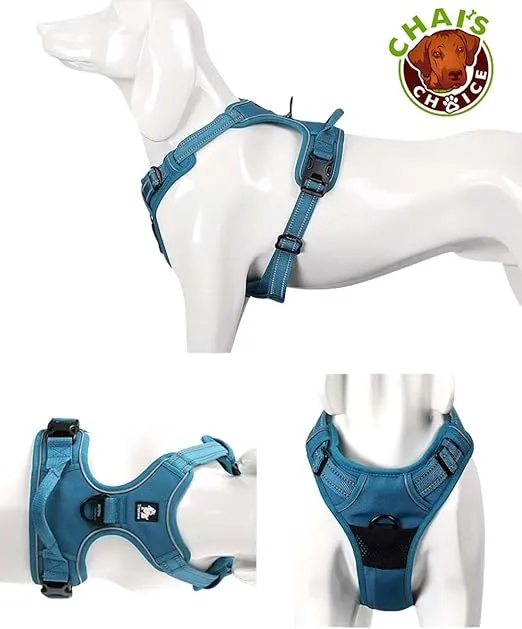 Chai's Choice Dog Harness Vest X Small (Teal Blue) | Comfortable & Secure with Adjustable Strap Soft Padded Dog Vest | No-Choke & Easy Control Pet Oxford | 3M Reflective Stripes for Dog Visibility