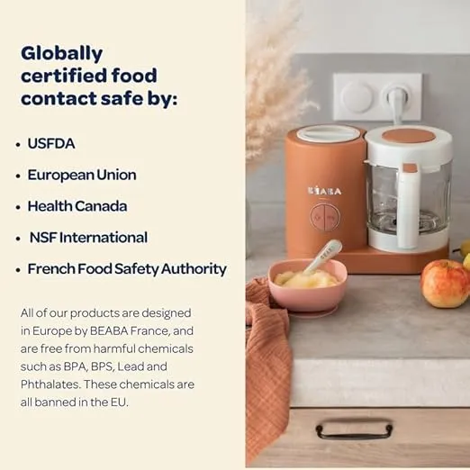BEABA Babycook Neo Baby Food Maker | Non-Toxic Glass & Stainless Steel | Trusted by Celebrity Moms | Sustainable Baby Food Processor | Global Leader| 34 Servings in 20 Mins